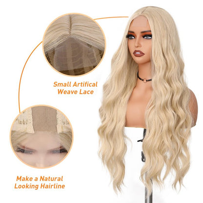 FAVE 28 Inches Lace Front Wig Heat Resistant Synthetic Lace Front Wig Long Wavy Free Part Auburn Wig Glueless Lace Front Wigs for Women Lace Wig for Party Daily Use (Auburn)