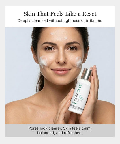 Keracell Pore Clearing Cleanser - Pore Cleanser & Minimizer with Salicylic Acid & Panthenol - Acne Cleansing Face Wash with MHCsc Technology - Moisturizes, Decreases Oil & Removes Impurities - 4 oz