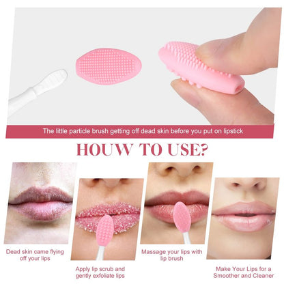 Yoizyfree 5 Pcs Lip Scrub Brush,Lip Scrubber Exfoliator,Double-Sided Silicone Lip Brush Tool for Men Women Lip Lightening, Lip Exfoliator Scrubber Tool for Dark Lips