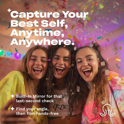 OCTOBUDDY Mirror – Amazon-Exclusive Suction Cup Phone Mount with Built-in Mirror – Silver Swirl Hands-Free Grip for Videos & Selfies (2.6″ x 3.9″)