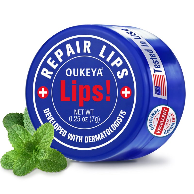 OUKEYA Lip Balm,0.25 Ounce,6Counts,Medicated Lip Chapstick Medicated w/Beeswax,Petrolatum,Peppermint Oi,100% Natural Ingredients,Medicated Lip Balm Lip Moisturizer for Echapped Lips Treatment