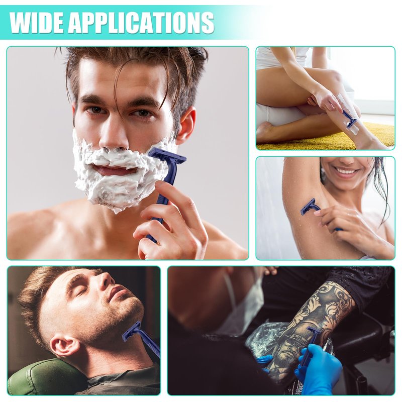 MAGDIY Disposable Razors Bulk for Men 200 Pack, Homeless Supplies Bulk, Twin Blade Mens Travel Supply Razor for Shaving, Safety Beard Shavers for Camping Bathing Hotel (Blue)