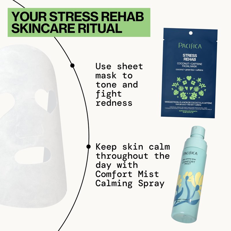 Pacifica Beauty Skin Rehab Coconut and Caffeine Facial Mask, Skincare, Green Tea, Helps with Puffiness and Redness, Face Mask, Sheet Mask, Face Care, All Skin Types, Vegan (6 Sheets)