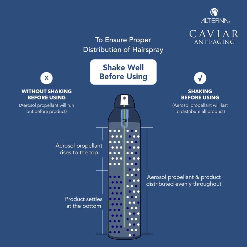 Alterna Haircare CAVIAR Anti-Aging Working Hairspray Travel Size 3 Fl Oz | Buildable, Brushable Hold | Helps Control Frizz and Adds Shine | Sulfate Free