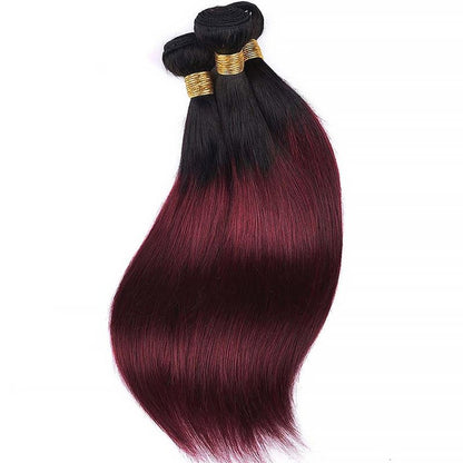Fabimiya Bundles Human Hair 10/12/14 Inch Straight Burgundy Highlight 99J Human Hair Bundles 12A Unprocessed Quick Weave for Black Women