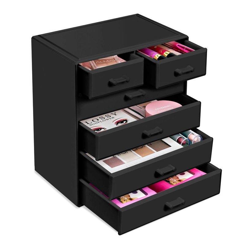 Sorbus Acrylic Makeup Organizer - Organization and Storage Case for Cosmetics Make Up & Jewelry - Large Makeup Organizer for Vanity, Bathroom, College Dorm, Closet, Desk (4 Large, 2 Small Drawers)