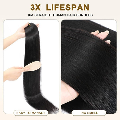 16A Raw Straight Bundles Human Hair 1 Bundle,14 Inch,Triple Lifespan,Burmese Virgin Remy Hair Extensions,No Tangle Shedding