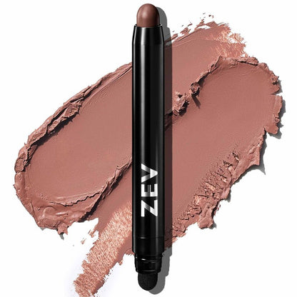Zev Eyeshadow Stick – ShadeRush 2-in-1 Cream Eyeshadow Stick – Cream-to-Powder Eye Shadow with Built-in Smudger – Matte Makeup – Waterproof and Crease-Proof – Mocha Matte