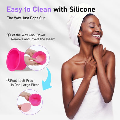 Smart Digital Wax Machine with Auto Temperature Control for Safe Hair Removal - Suitable for Brazilian, Bikini, Facial, Eyebrow, Nose & Full Body Waxing (with a Silicone Bowl)