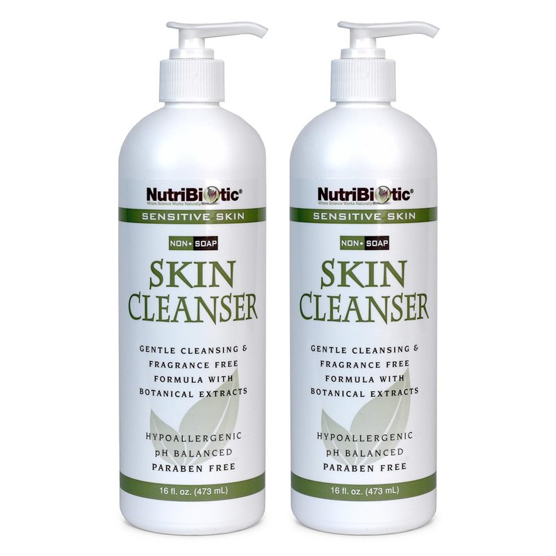 NutriBiotic – Sensitive Skin Non-Soap Skin Cleanser, 16 Oz Twin Pack | with GSE (Citricidal) | pH Balanced, Hypoallergenic & Biodegradable | Free of Parabens, Sulfates, Dyes, Colorings & Fragrance