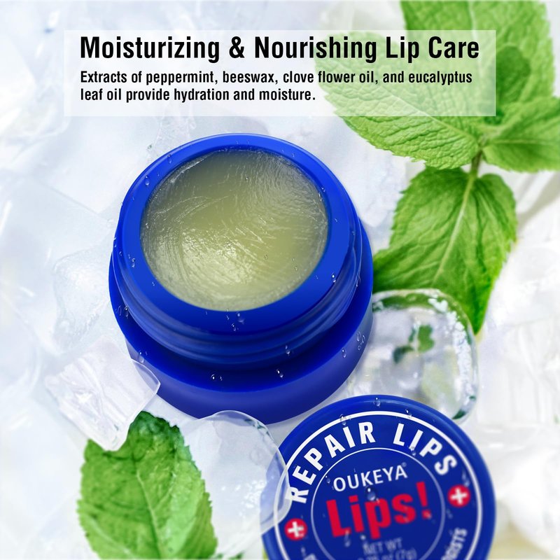 OUKEYA Lip Balm,0.25 Ounce,6Counts,Medicated Lip Chapstick Medicated w/Beeswax,Petrolatum,Peppermint Oi,100% Natural Ingredients,Medicated Lip Balm Lip Moisturizer for Echapped Lips Treatment