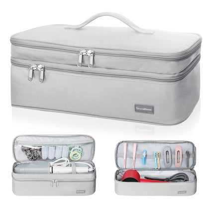 SEPWIK Double-Layer Travel Storage Bag Compatible with Hair Dryer and Attachments, Portable Carrying Case for Hair Dryer Brush/Volumizer/Styler/Hot Tools Scandihome Series