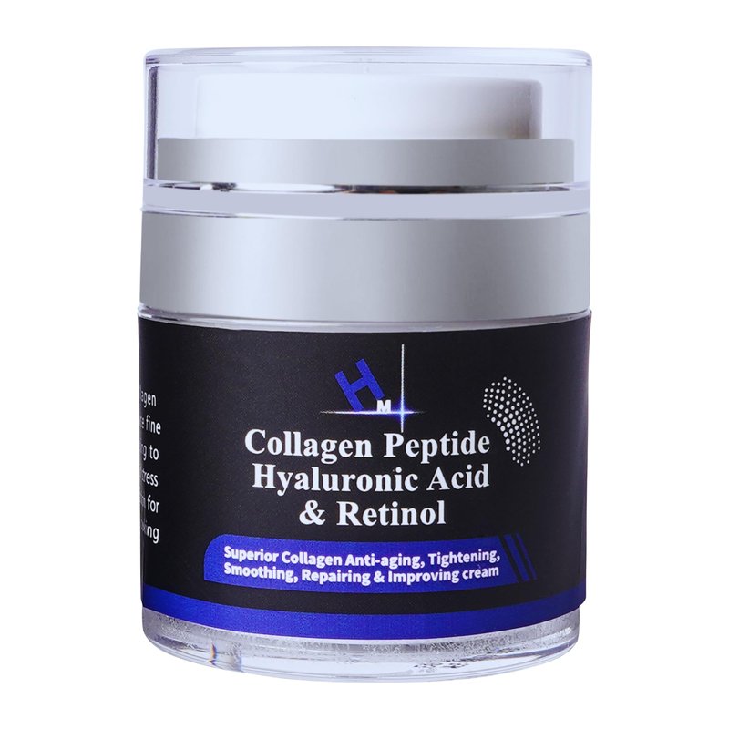 HM Collagen Peptide Cream with Hyaluronic Acid, Retinol & Vitamin E | Anti-Wrinkle & Hydrating Face Moisturizer | Firms & Smooths for a Youthful Glow