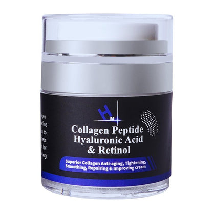 HM Collagen Peptide Cream with Hyaluronic Acid, Retinol & Vitamin E | Anti-Wrinkle & Hydrating Face Moisturizer | Firms & Smooths for a Youthful Glow