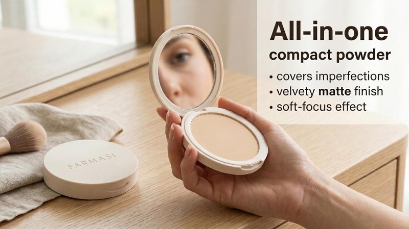 FARMASI Makeup BB All in One Powder, Lightweight, Long-Lasting Medium-Full Coverage with Flawless Finishing, Look More Natural and Smooth Than Ever, Cool Light