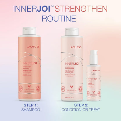 Joico InnerJoi Strengthen Shampoo | For Damaged, Color-Treated Hair | Sulfate & Paraben Free | Naturally-Derived Vegan Formula | 33.8 Fl Oz