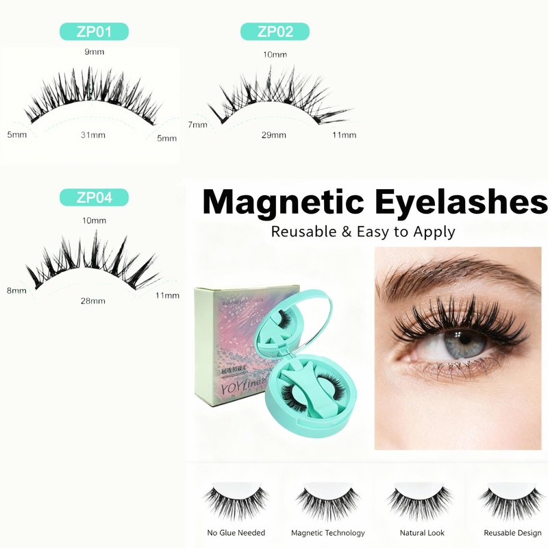 YOYfinee Magnetic Eyelashes with Applicator, Reusable Comfortable Magnetic Eyelashes, No Glue No Eyeliner Needed, Soft Magnets False Eyelashes, Easy to Wear(Z1)
