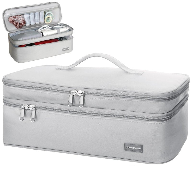 SEPWIK Double-Layer Travel Storage Bag Compatible with Hair Dryer and Attachments, Portable Carrying Case for Hair Dryer Brush/Volumizer/Styler/Hot Tools Scandihome Series