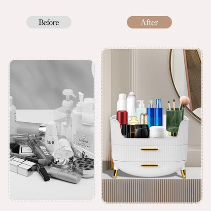 Makeup Organizer with Drawers,Skincare Plastic Storage for Vanity,Large Cosmetic Display case for Dresser with Handle,Large Capacity Bathroom Countertop,Dressing table, Bathroom, Bedroom, Living room