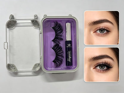 Amzmam Magnetic Eyelashes Natural Look,Magnetic Eyelashes and Eyeliner Kit,Natural Magnetic Lashes,Waterproof, Long Lasting, Easy Apply. (Black-14)