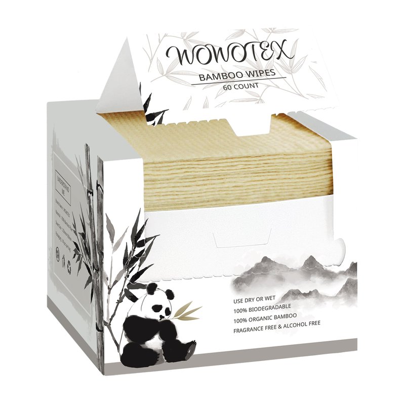 WOWOTEX Bamboo Rayon Disposable Face Towel Biodegradable Large Dry Face Wipes 240 Count / 4 Boxes Extra Thick Soft Clean Facial Towels for Sensitive Skin, Makeup Removing, Facial Cleansing, Nursing