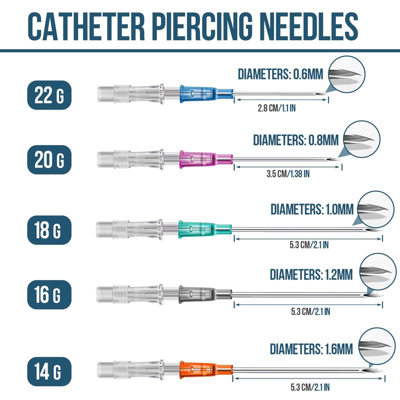 Gouevn Catheter Piercing Needles - 50PCS Piercing Needles 16G Cateter Para Piercing Hollow Needle Piercing Kit for Ear Nose Lip Belly Body Piercing Needle Kit