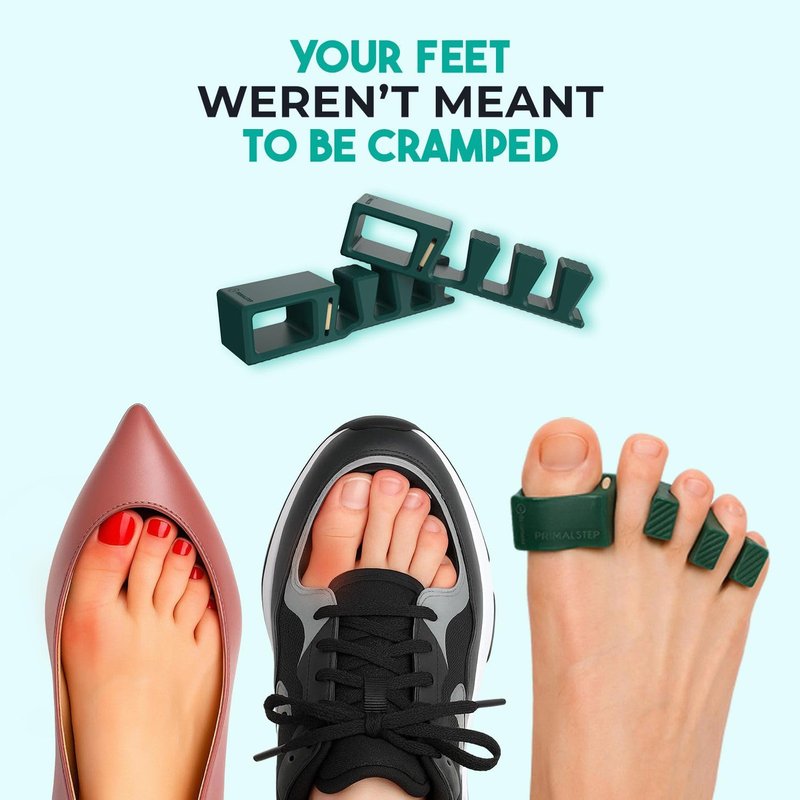 APEX Adjustable Toe Separators, Spreaders, Spacers, Straightener to Correct Toes for Men and Women, Bunion Corrector, Plantar Fasciitis, 50% Thicker, 2 Pairs, S/M and Large, Green