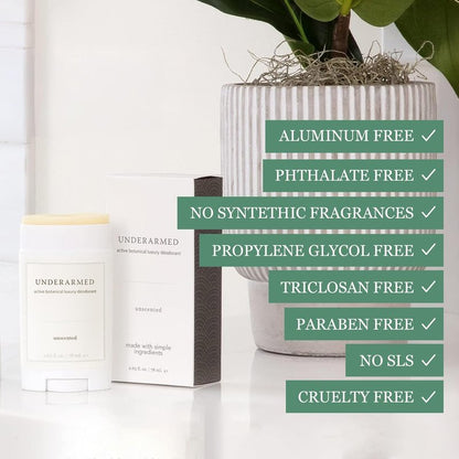 Underarmed Unscented Aluminum-Free Deodorant, Coconut + Essential Oils, Baking Soda, Raw Honey & Mineral Salt | Non-GMO Vegan Formula For Women & Men