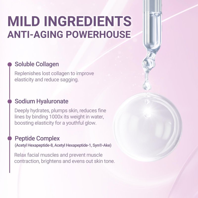 Collagen Facial Serum with Hyaluronic Acid, Lightweight Hydrating Face Serum, Helps Improve Skin Smoothness & Elastic Feel, Daily Skincare 1 fl oz