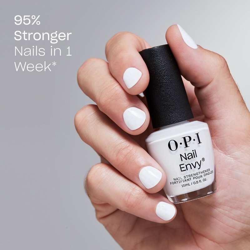 OPI Nail Envy Strengthener Alpine Snow | Opaque Soft White Crème Strengthening Nail Polish Treatment | For Weak & Thin Nails