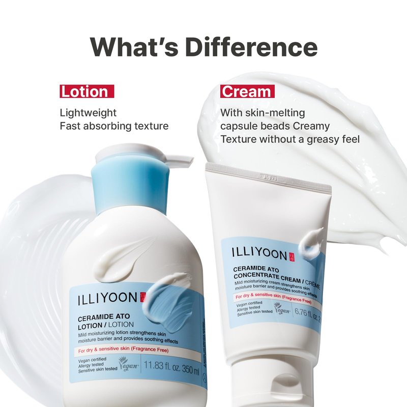 Illiyoon Ceramide Ato Concentrate Cream | Moisturizer for Dry & Sensitive Skin, 100hr Lasting Hydration, For Face & Body, Gentle for Infants, Moisture Barrier Repair, Vegan Certified, 2.53 fl.oz.