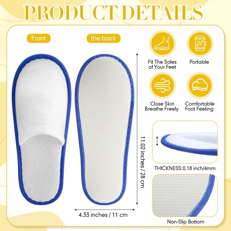 Twistover 30 Pairs Disposable House Slippers for Guests, Bulk House Slipper Color Non Slip Pack for Hotel, Spa, Wedding, Travel, Party, Shoeless Home, Adult Men and Women
