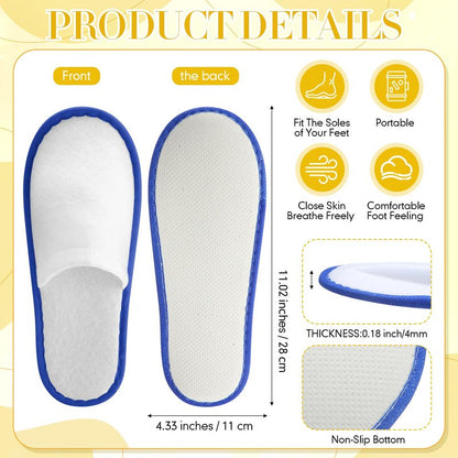 Twistover 30 Pairs Disposable House Slippers for Guests, Bulk House Slipper Color Non Slip Pack for Hotel, Spa, Wedding, Travel, Party, Shoeless Home, Adult Men and Women