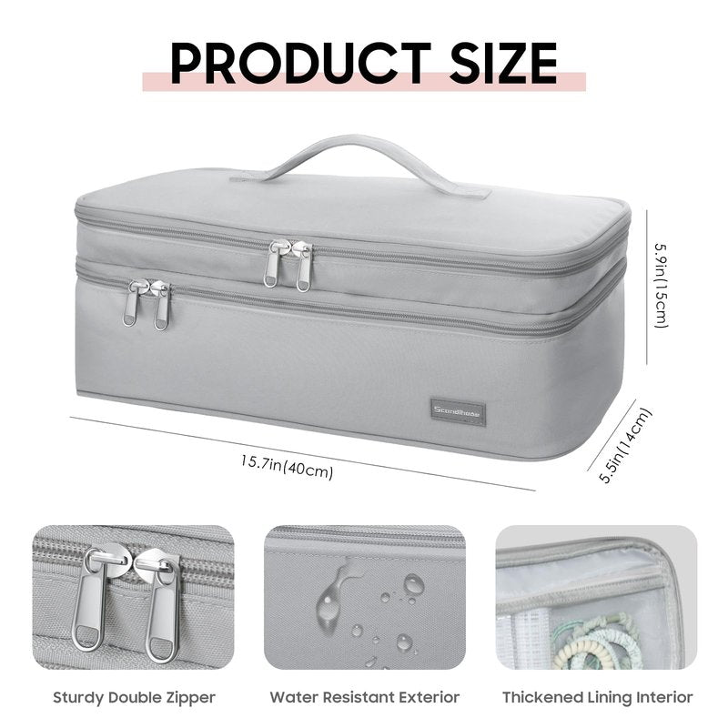SEPWIK Double-Layer Travel Storage Bag Compatible with Hair Dryer and Attachments, Portable Carrying Case for Hair Dryer Brush/Volumizer/Styler/Hot Tools Scandihome Series