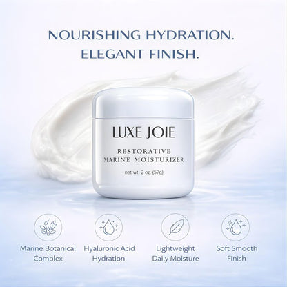 LuxeJoie Hydrating Face Cream for Dry & Sensitive Skin – Lightweight Moisturizer with Hyaluronic Acid, Aloe & Marine Botanicals – Soft Non-Greasy Finish Restorative Marine Moisturizer 2 oz