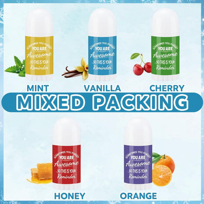 50 Pcs Mini Lip Balms Thank You Bulk Gifts for Women Teacher Inspirational Appreciation Gifts Natural Ingredients Lip Balms Thank You Employee Appreciation for Coworkers Employee