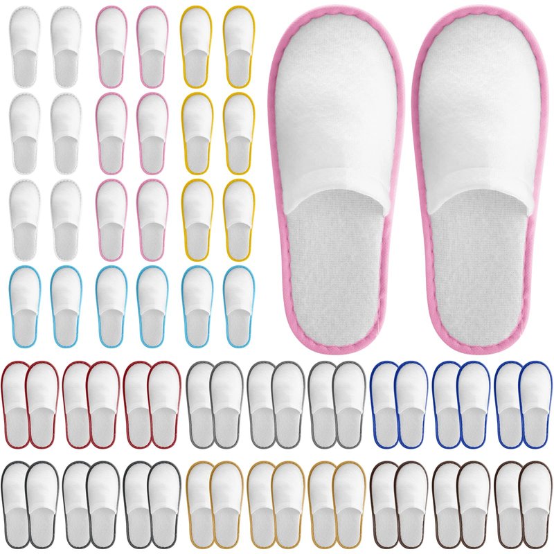 Twistover 30 Pairs Disposable House Slippers for Guests, Bulk House Slipper Color Non Slip Pack for Hotel, Spa, Wedding, Travel, Party, Shoeless Home, Adult Men and Women