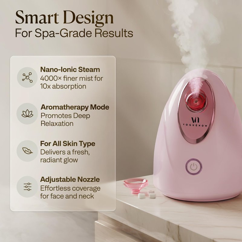 VogueNow Facial Steamer Spa Kit with Complimentary 15 Skin Care Tools | Face Steamer for Facial Deep Cleaning with Humidifier Mode | Self Care Gifts for Women, Spa Gifts, Birthday Gifts for Women