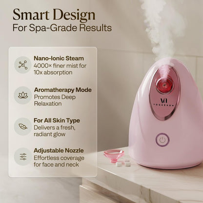 VogueNow Facial Steamer Spa Kit with Complimentary 15 Skin Care Tools | Face Steamer for Facial Deep Cleaning with Humidifier Mode | Self Care Gifts for Women, Spa Gifts, Birthday Gifts for Women