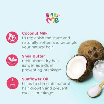 Just For Me Natural Hair Milk Silkening Conditioner, Nourishes For Softness & Bounce, With Coconut Milk, Shea Butter, Vitamin E & Sunflower Oil, 13.5 Ounce (3 Pack)