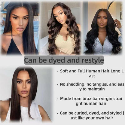 2x6 HD Lace Closure Straight Human Hair 16 Inch 2 by 6 HD Lace Closure 100% Brazilian Virgin Unprocessed Middle Part Human Hair Kim K Closure With Baby Hair Natural Color