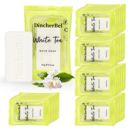 DincherBel 200 Pack 0.5oz Small Soap, Mini Rectangles Cleansing Bars Soap Bulk Travel Size, Individually Wrapped Toiletries Amenities for Hotel, Airbnb, Shelter, Camping and Travel