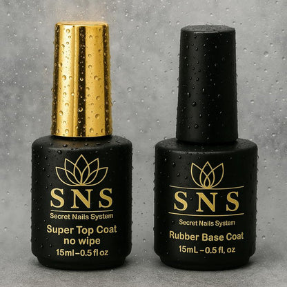 Rubber Base Coat & No-Wipe Top Coat Gel Polish Set – 0.5 fl oz Each – Long-Lasting Glossy Finish – Strengthens Natural Nails – Soak-Off UV/LED Compatible – Perfect for DIY or Professional Use