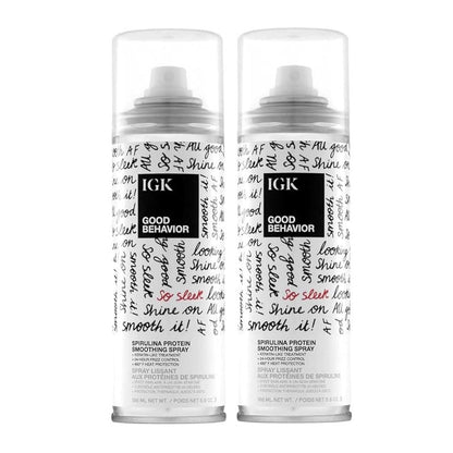 IGK GOOD BEHAVIOR Spirulina Protein Smoothing Spray | Keratin Like Treatment + Frizz Control + Heat Protectant | Vegan + Cruelty Free | 5.6 Oz (Pack of 2)
