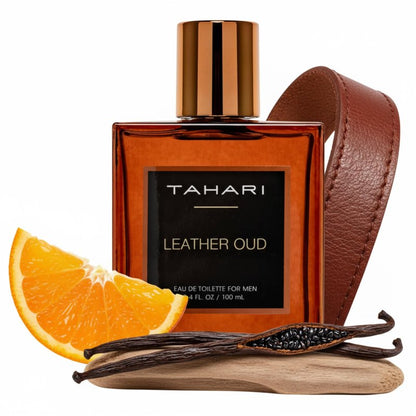 TAHARI Leather Oud Eau de Toilette for Men – Long-Lasting Luxury Cologne Spray with Bergamot, Leather & Amber Scent – Bold, Masculine, Sophisticated Oud Fragrance Spray 3.4 fl oz / 100 mL