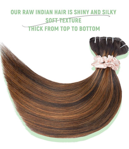 MLIP Human Hair Bundles Straight, Raw Virgin Indian Hair Bundles, Full & Thick, No Tangle No Shedding, Stays Silky Soft After Multiple Washes, Lasts 3X Longer, 1B/30 Highlight, Single Bundle 10 Inch