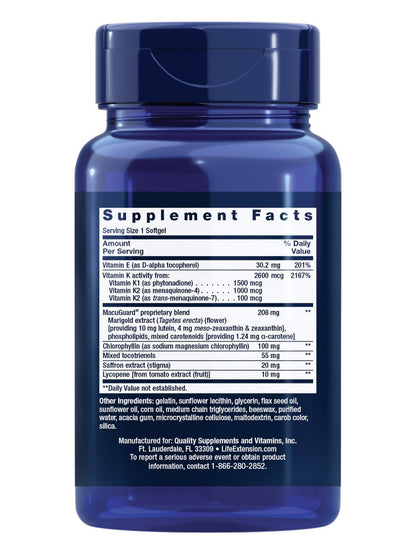 Life Extension Once-Daily Health Booster - Vitamins & Nutrients Supplement for Whole-Body Health - Vitamin K Complex, Vitamin E, Saffron, Lutein and More - Non-GMO, Gluten-Free - 60 Softgels