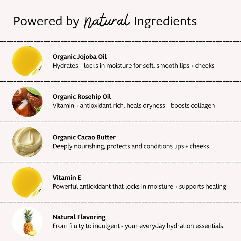 Slo | Natural Lip Balm - All Natural Ingredients, Vegan & Cruelty Free, Hydrating & Soothing, Plastic Free, Paper Packaging | 5 pack one of each flavour (5 x 0.28oz/8g)