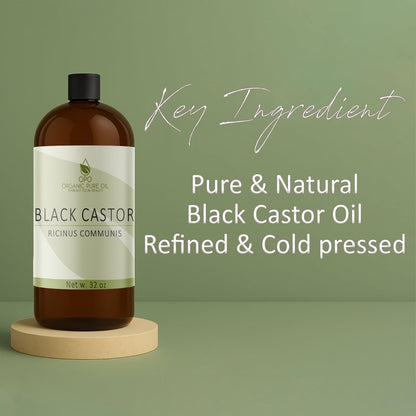 Jamaican Black Castor Oil - 32 OZ Pure, Cold Pressed, Filtered Hexane & Chemical Free, PBA-Free Plastic Caster - Hair Growth, Body, Skin - Brows, Lashes