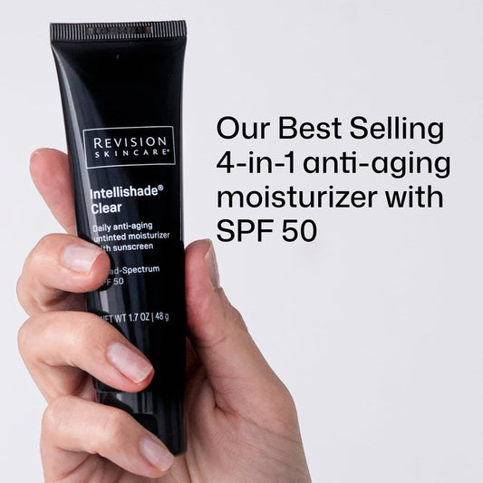 Revision Skincare Intellishade Clear SPF 50, Anti-Aging Sunscreen for Face, Oil-Free Daily Moisturizer with SPF, Peptides & Vitamin C, Invisible Hydrating Broad-Spectrum Sunscreen, 1.7 oz